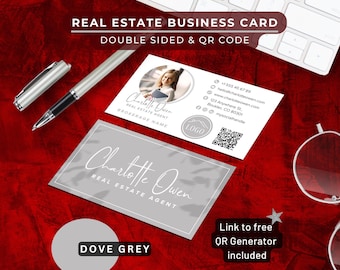 Signature Real Estate Business Card Template | QR Code Realtor Card | Canva Editable with Photo & Logo | Custom Agent Branding