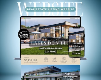 Single Property Website Template – Sales Landing Page, Realtor Marketing Tool, Canva Template