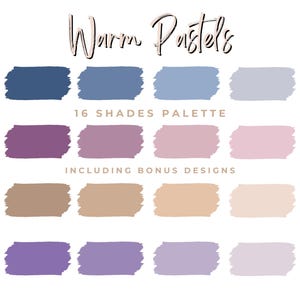 Warme Pastellfarbpalette mit HEX-Codes - 16 Farbverlaufstöne, Canva Vorlage, digitaler Download
