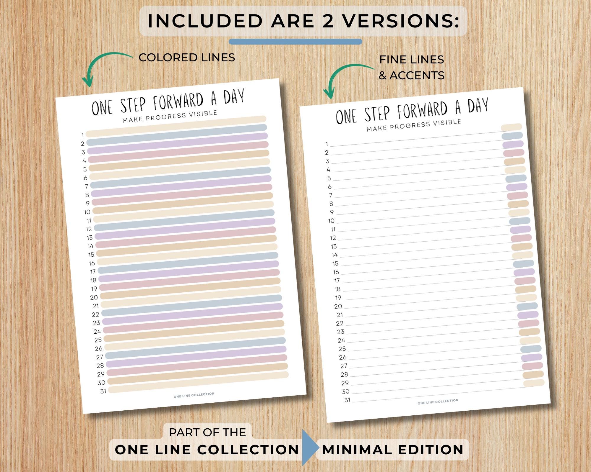 31 Day Progress Tracker Printable – Minimal Mindset Reflection PDF (A4 ...