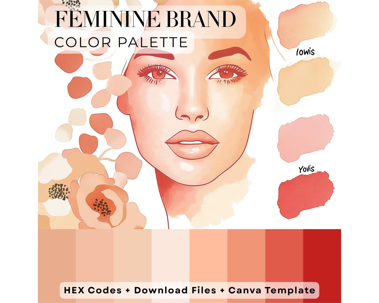 Powder Color Code Peach Example Feminine Branding Color Palette | Powder Peach Coral (canva Template ...