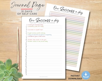 Success Journal Page | 31 Day Tracker Printable PDF (Digital Download)