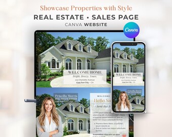 Vorlage für eine Immobilienverkaufsseite | Canva-Webdesign | Einzelobjektangebot