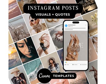 100 Minimal Feminine Instagram Templates | Visual Quotes | Canva Template | Portrait Size, Digital Download