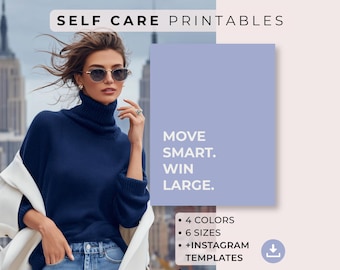 Business Coach Motivation Print Set, Quotes, Self Care Wall Art + Instagram Canva Template Bundle