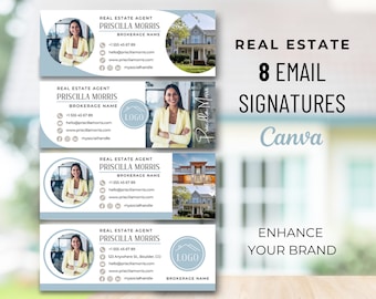 Sjabloonbundel voor e-mailhandtekeningen – vastgoedmarketing, makelaarsbranding, Gmail-handtekening, e-mailmarketing, ondernemer, Canva-sjabloon