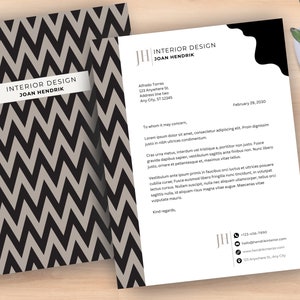 Plantilla de membrete: membrete comercial, membrete personalizado, plantilla de papelería para pequeñas empresas, papelería personalizada digital, Chevron No 1