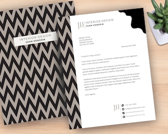 Letterhead Template – Business Letterhead, Custom Letterhead, Small Business Stationery Template, Digital Custom Stationery, Chevron No 1