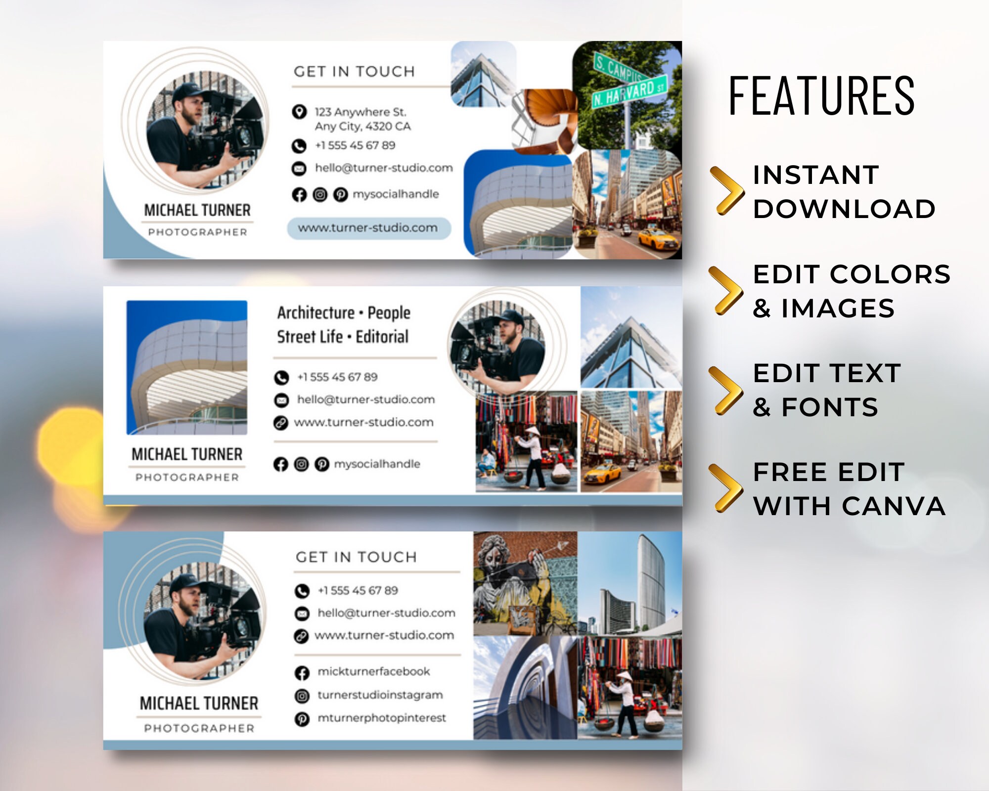 freeemailsignature emailtemplates projects :: photos,... Email Signature Template Bundle - Photographer & Designer (canva) - Etsy