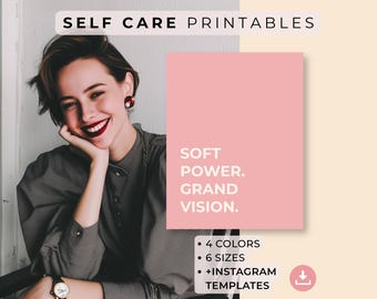 Self Love Motivation Print Set, Business Coach Quotes Poster + Bonus Instagram Posts