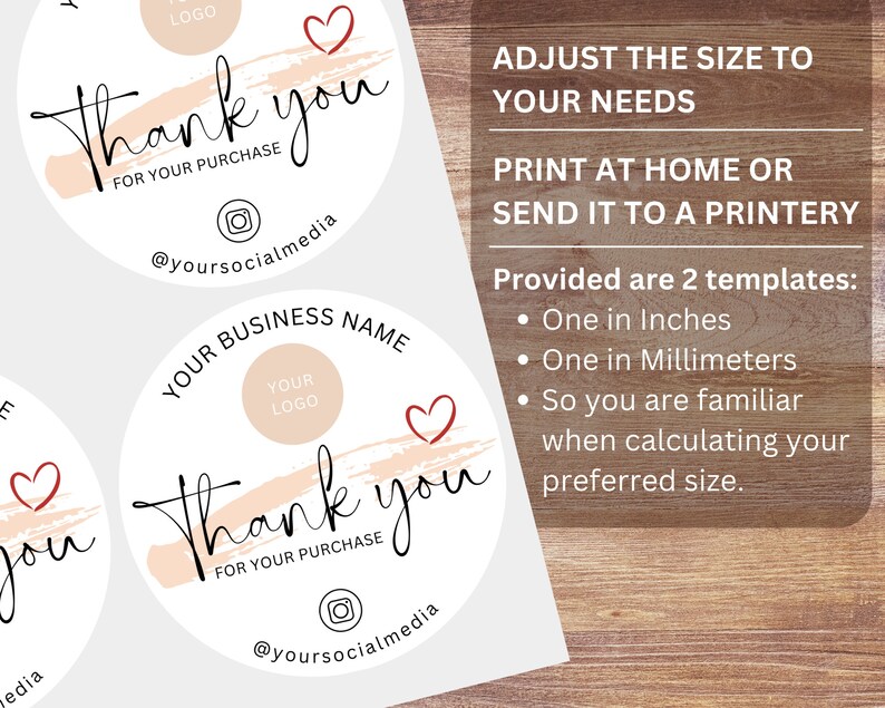 Thank You Sticker – Editable Label Template, Printable Sticker for ...
