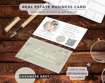 QR Code Real Estate Business Card – Canva Template, Realtor Marketing & Branding | Custom Business Card