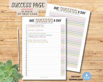 Success Tracker Printable – Daily Reflection Journal Page (Digital Download)