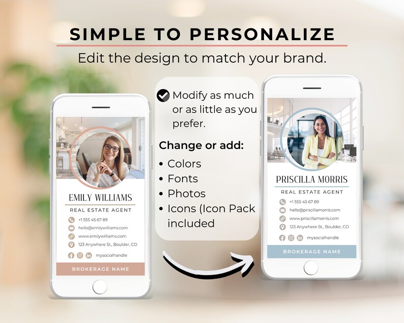 Real Estate Digital Business Card Template - Canva Editable (two Pages ...