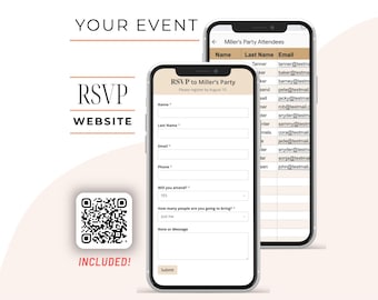 Custom Online RSVP Form, Event Management, RSVP Tracker, Mini Website
