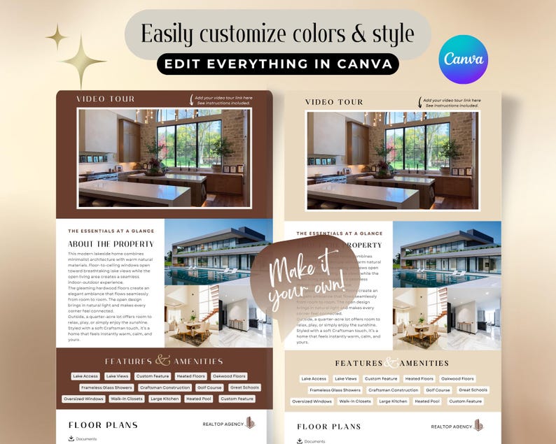 Real Estate Website Template, Modern Home Listing Canva Landing Page - Etsy