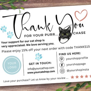 Cat Shop Thank You Card – Printable Business Card Template, Editable ...