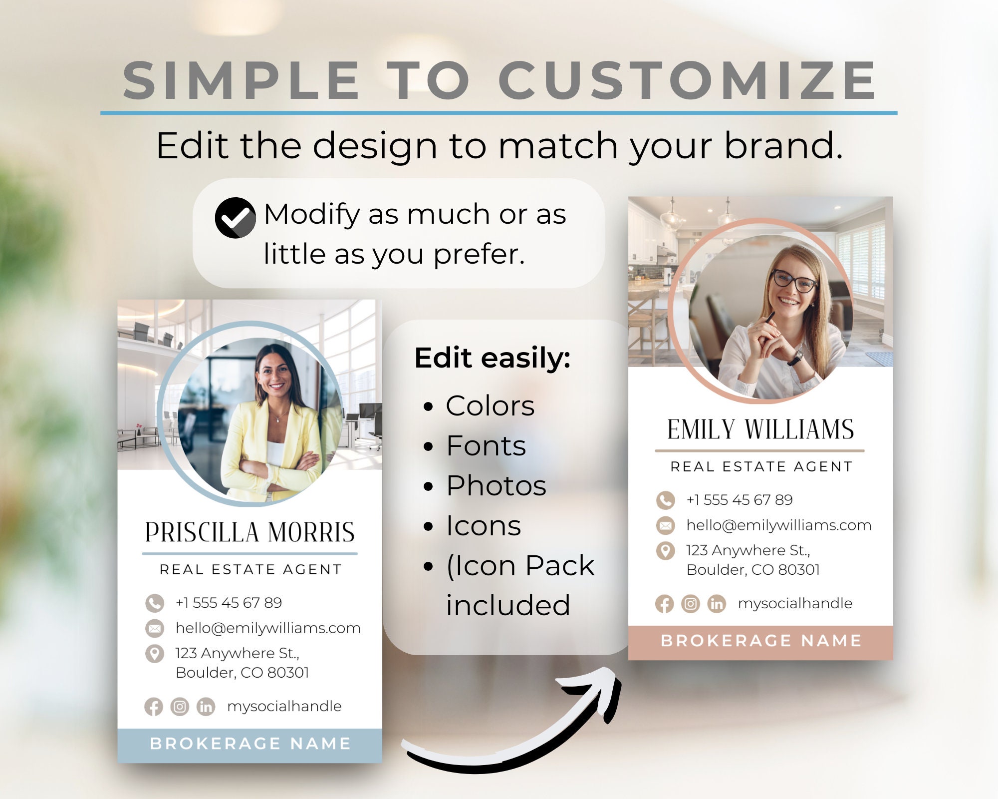 Real Estate QR Code Business Card – Canva Template – Realtor Marketing ...