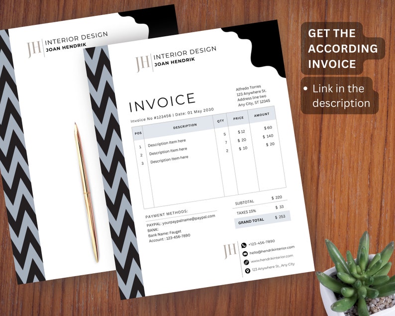 Patterned Payment Chevron Business Letterhead Template โ Custom Stationery (digital ...