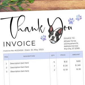 Dog Shop Invoice – Editable Template, Dog Groomers, Dog Walkers, Printable Invoice, Receipt Template, Small Business Canva Template, stf3