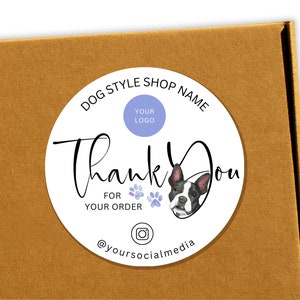 Plantilla de etiqueta de embalaje: tienda de perros, plantilla de pegatina editable, pegatina imprimible, peluqueros de perros, paseadores de perros, pegatina de agradecimiento, stf3