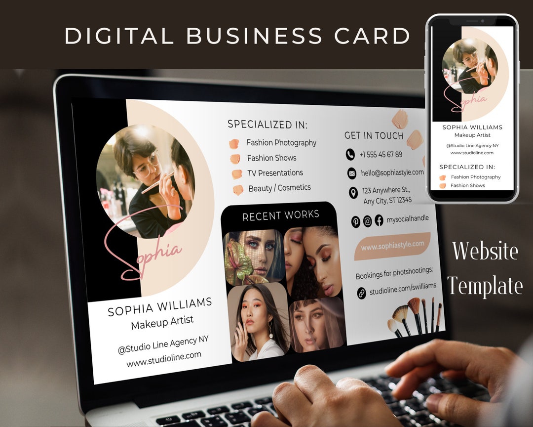 Digital Business Card site Template Makeup Artist Etsy