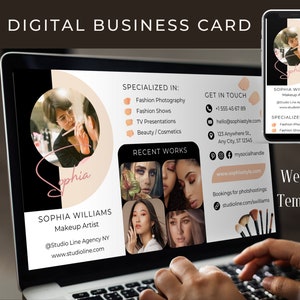 Digitale Visitenkarte Website Vorlage – Make-up Artist Marketing – Website für Unternehmer, Kreative – One Page Website – Canva Template