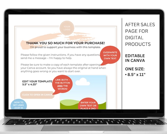 After Sales Page Template for Etsy Sellers - Canva (Digital Download)