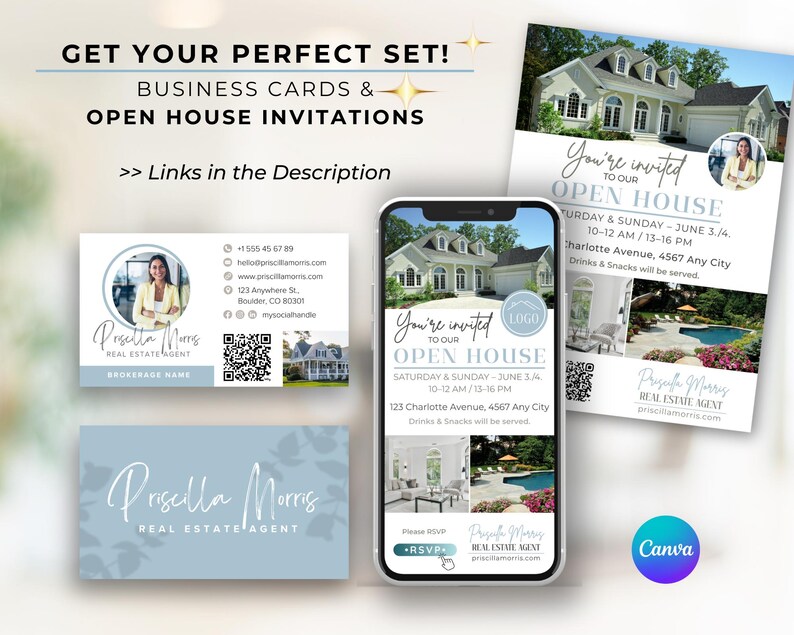 Realkante QR-Code Visitenkarte - Realtor Marketing, Real Branding Branding, Business Card Template Entrepreneur, Canva Template Bild 6