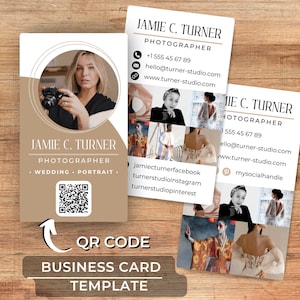 QR-Code Visitenkarte Vorlage - Fotograf, Branding für Inhalt Ersteller, Fotografie Marketing, Unternehmer, Minimalistische Canva Vorlage
