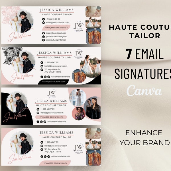 Email Signature Template Bundle | Gmail Signature | Haute Couture Marketing | Creative Entrepreneur Template, Editable Canva Email Marketing