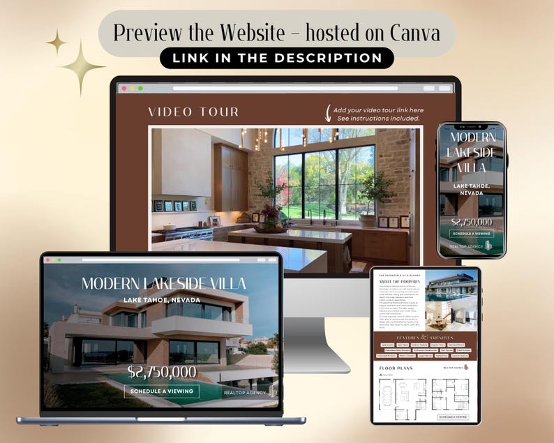 Real Estate Website Template, Modern Home Listing Canva Landing Page - Etsy