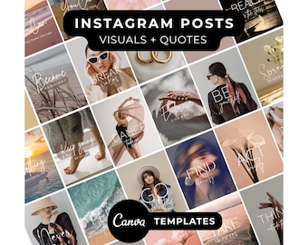 100 Visual Quotes Instagram Templates | Minimal Feminine Theme | Canva Template | Portrait Size, Digital Download