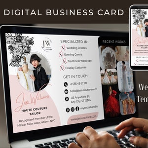 Digitale Visitenkarte Website Vorlage – Haute Couture Marketing – Website für Unternehmer, Macher – One Page Website – Canva Template