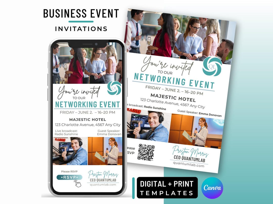 Digital Networking Event Invitation – Print & Digital Canva Template ...