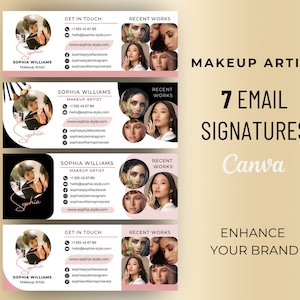 Email Signature Template Bundle | Gmail Signature | Makeup Artist Marketing | Creative Entrepreneur Template, Editable Canva Email Marketing