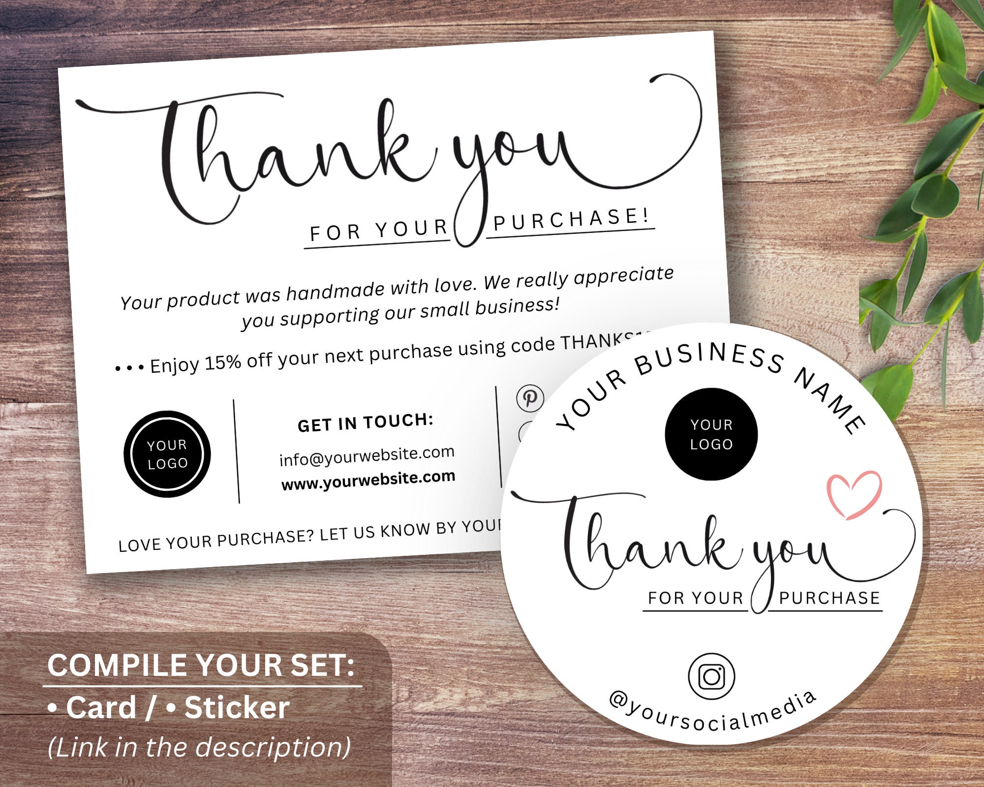 Thank You Sticker Editable Label Template, Printable Sticker for Small ...