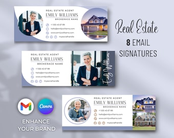 Sjabloon e-mailhandtekening onroerend goed: bewerkbare Canva-branding (digitale download)