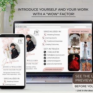 Website Template Digitale Visitenkarte – Haute Couture Marketing – Website für Unternehmer, Kreative – One Page Website – Canva Template