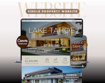 Single Property Website, Canva One Page Template for Real Estate Agents, Listing Sales & Landing Page, Realtor Marketing Tool