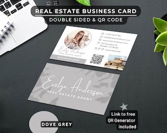 Custom Signature Realtor Business Card | QR Code Real Estate Card | Canva Template with Photo & Logo | Editable Agent Branding