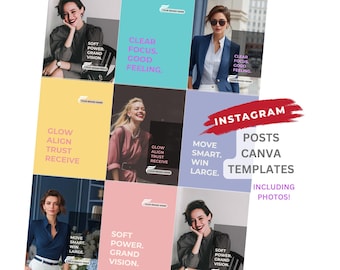 Instagram Posts for Business Coach  – Canva Template with 12 Posts. Motivational Quotes Printable Set
