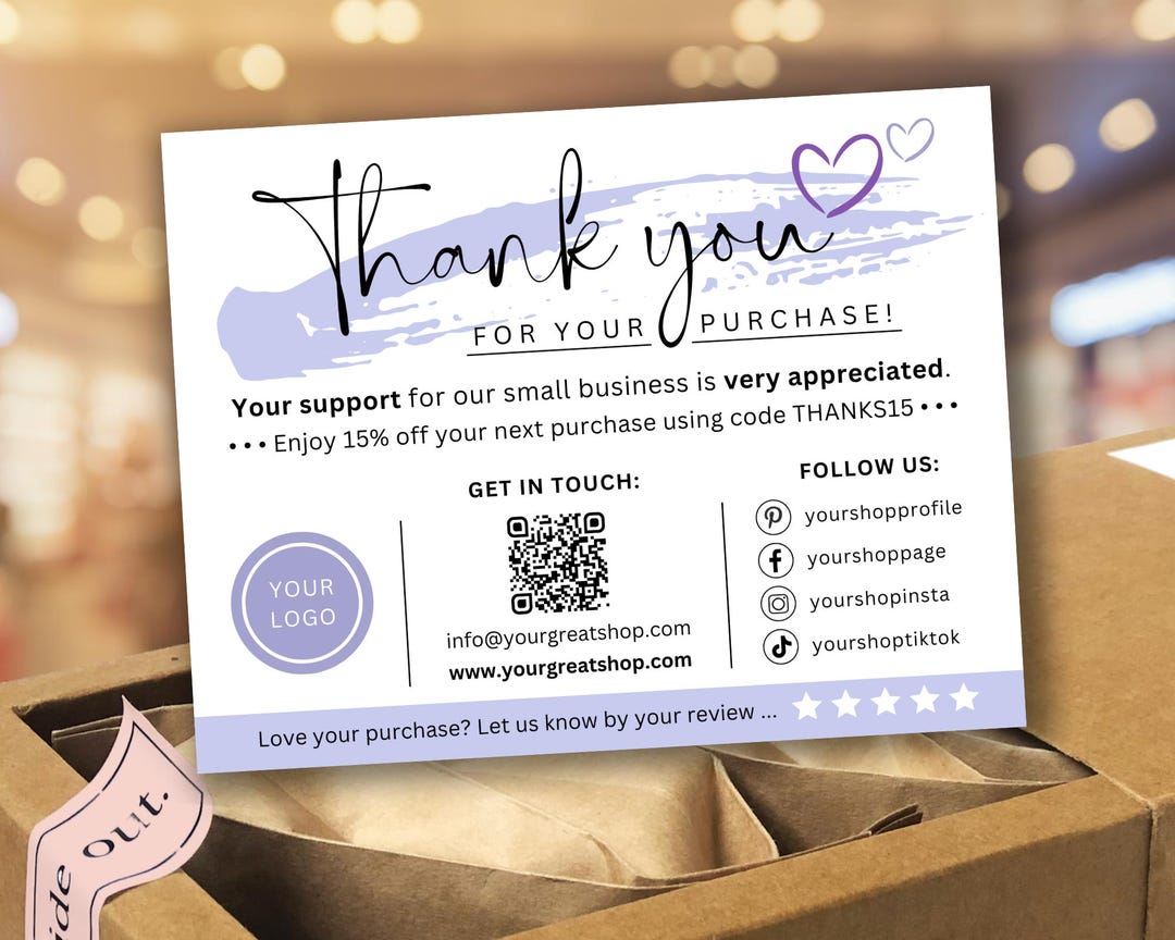 Printable Thank You Cards – Editable Small Business Template (canva) - Etsy