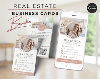 Real Estate Business Card Template Bundle – Realtor Branding (Canva)