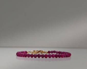 Ruby Bracelet with Faceted Beads, July Birthstone Jewelry, 14k Gold Filled & Sterling Silver | LAENA