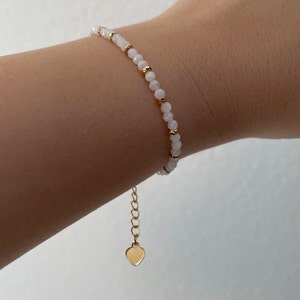 ROYAL moonstone bracelet with faceted beads, 18k gold plated spacer beads, 17-20 cm long, handmade image 7