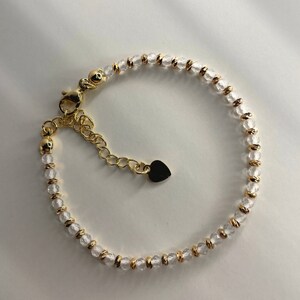 Rock crystal bracelet EMPYREAL with faceted beads, 18k gold plated spacer beads, 14-17 cm long, handmade image 2