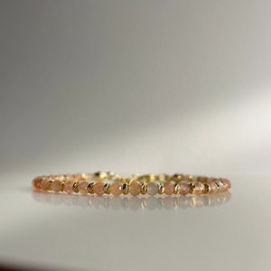 Sunstone Bracelet EMPYREAL - Natural faceted beads, 18k gold plated, gemstone bracelet, 15-20 cm, handmade