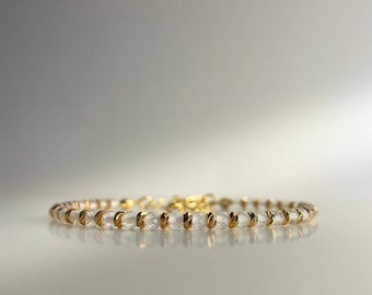 Rock crystal bracelet EMPYREAL with faceted beads, 18k gold plated spacer beads, 14-17 cm long, handmade