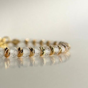 Rock crystal bracelet EMPYREAL with faceted beads, 18k gold plated spacer beads, 14-17 cm long, handmade image 6